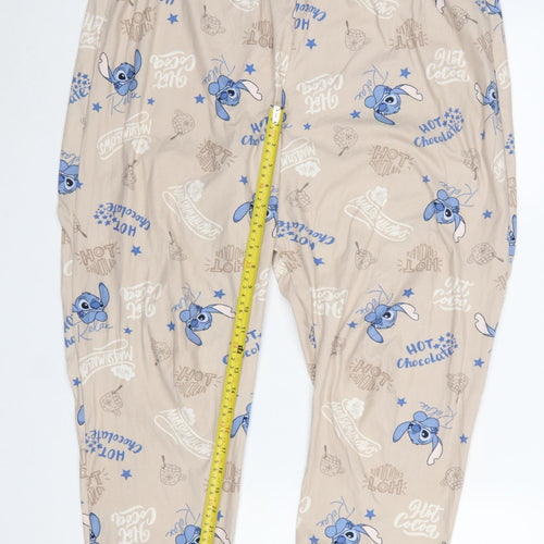 Disney Women’s Beige Stitch Pyjama Pants Size 14 Cartoon Jersey Trousers