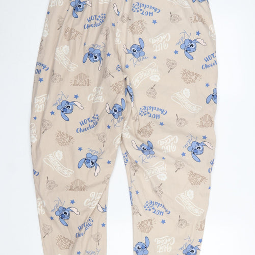 Disney Women’s Beige Stitch Pyjama Pants Size 14 Cartoon Jersey Trousers