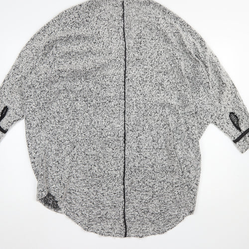 Stella Morgan Women's Silver Zip Tunic Blouse Size 10 Relaxed Fit