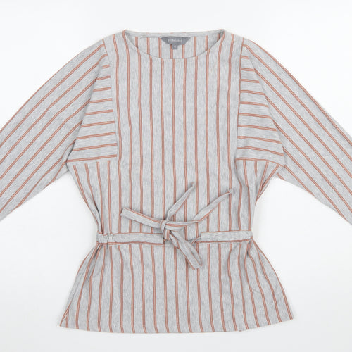 Principles Women's Grey Striped Belted Tunic Blouse Size 12