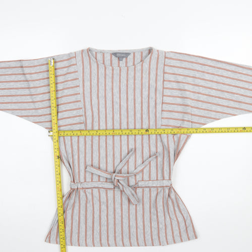 Principles Women's Grey Striped Belted Tunic Blouse Size 12