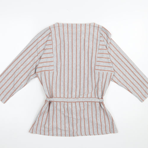 Principles Women's Grey Striped Belted Tunic Blouse Size 12