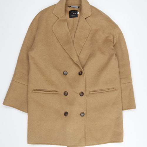 John Lewis Women Beige Wool Blend Double Breasted Coat Size 12