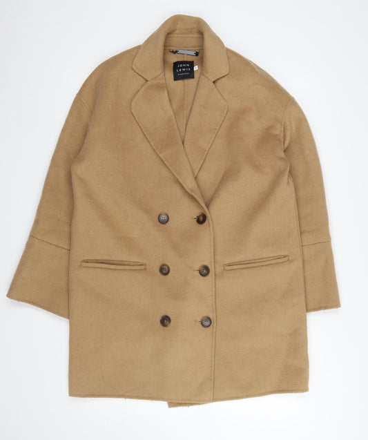 John Lewis Women Beige Wool Blend Double Breasted Coat Size 12