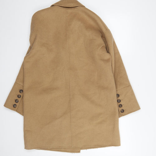 John Lewis Women Beige Wool Blend Double Breasted Coat Size 12