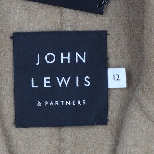 John Lewis Women Beige Wool Blend Double Breasted Coat Size 12