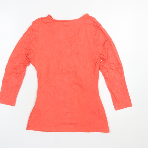 Boden Women’s Orange Wrap V-Neck Blouse UK 12 3/4 Sleeve Stretch Top