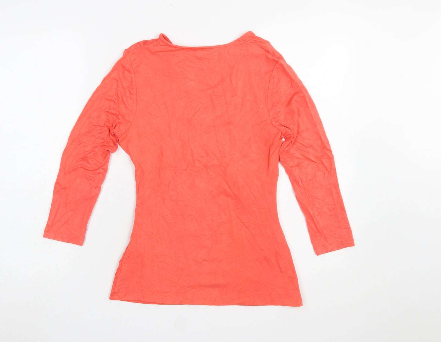 Boden Women’s Orange Wrap V-Neck Blouse UK 12 3/4 Sleeve Stretch Top
