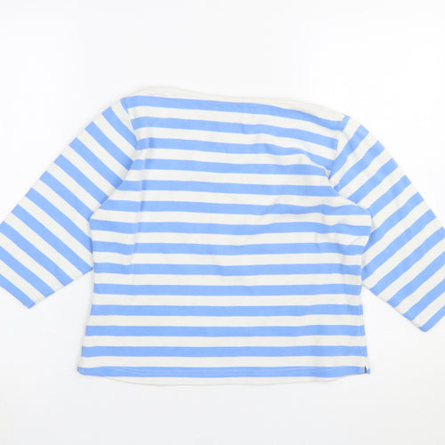 Chatham Women's Blue White Striped 3/4 Sleeve Cotton Boat Neck Top Size 12