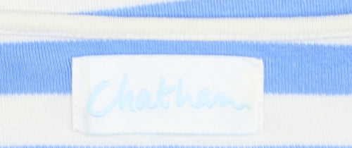 Chatham Women's Blue White Striped 3/4 Sleeve Cotton Boat Neck Top Size 12