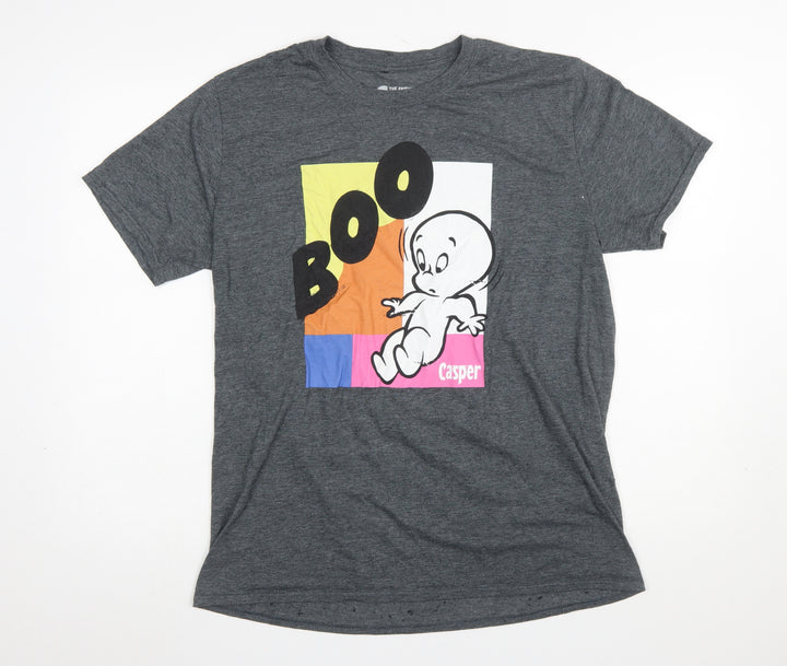 Casper Men's Grey Graphic Short Sleeve Cotton T-Shirt Size L