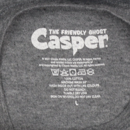 Casper Men's Grey Graphic Short Sleeve Cotton T-Shirt Size L