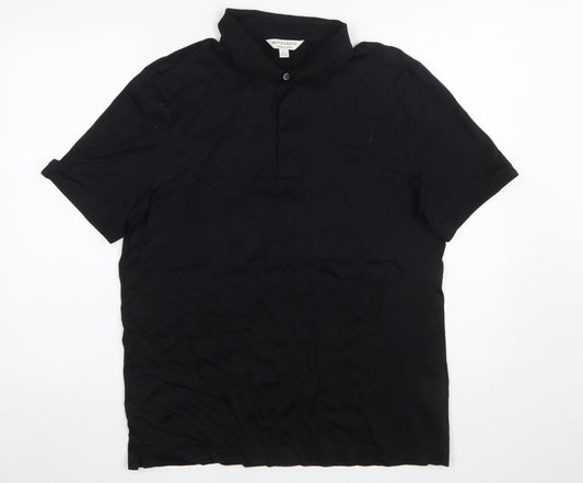 Marks and Spencer Autograph Men's Black Supima Cotton Polo Shirt L Regular Fit