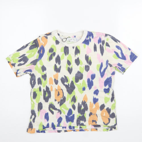 Warehouse Women's Multicoloured Animal Print Cotton T-Shirt Size 8