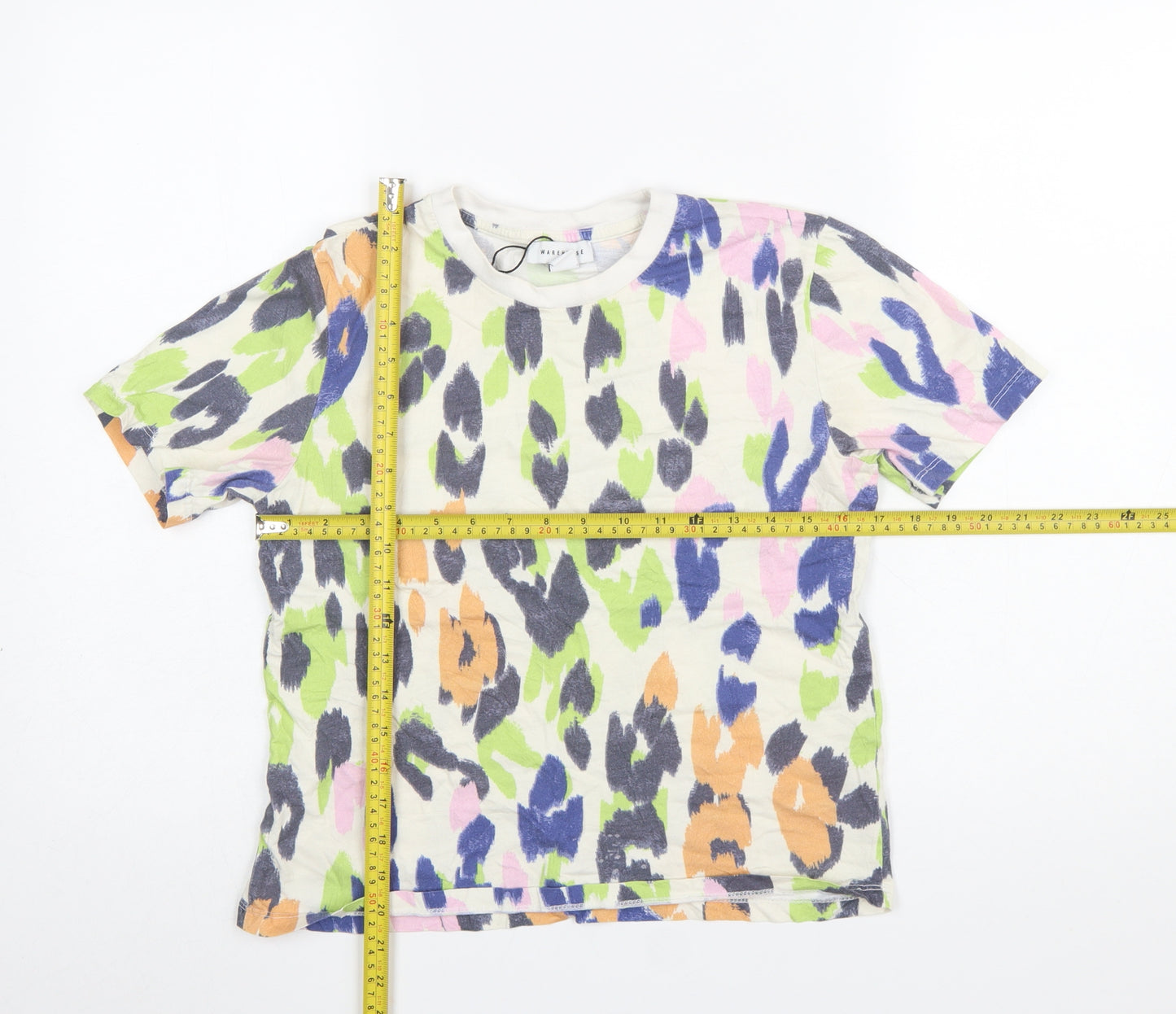 Warehouse Women's Multicoloured Animal Print Cotton T-Shirt Size 8
