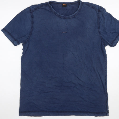 BOSS Men's Blue 2XL Regular Fit Cotton Crew Neck T-Shirt
