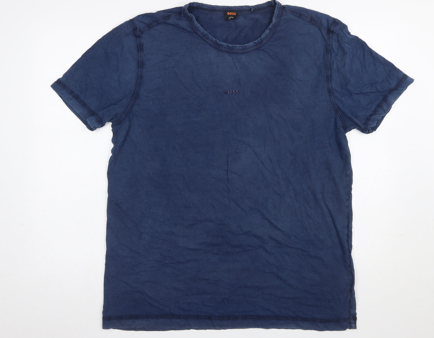 BOSS Men's Blue 2XL Regular Fit Cotton Crew Neck T-Shirt