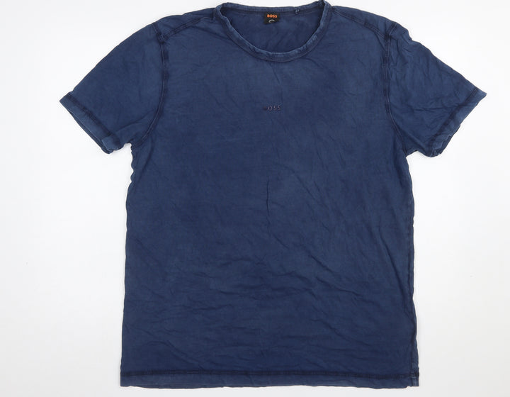 BOSS Men's Blue 2XL Regular Fit Cotton Crew Neck T-Shirt