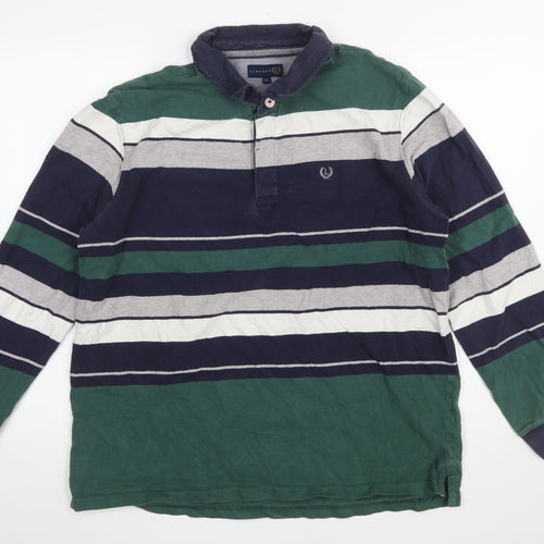 Lincoln Men's Multicoloured Striped Long Sleeve Polo Shirt XL