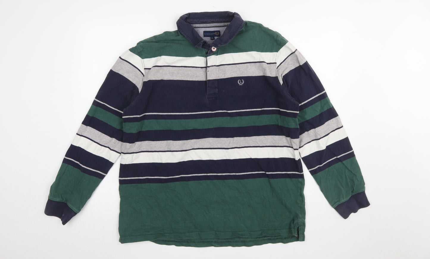 Lincoln Men's Multicoloured Striped Long Sleeve Polo Shirt XL