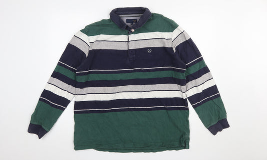 Lincoln Men's Multicoloured Striped Long Sleeve Polo Shirt XL