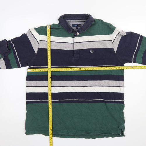Lincoln Men's Multicoloured Striped Long Sleeve Polo Shirt XL
