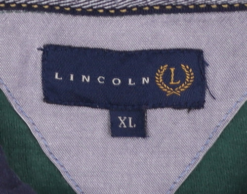 Lincoln Men's Multicoloured Striped Long Sleeve Polo Shirt XL