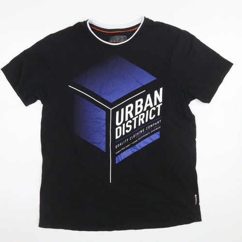 Angelo Litrico Urban District Men's Black XL Graphic Cotton T-Shirt