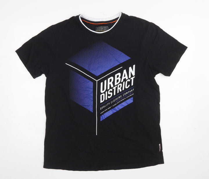 Angelo Litrico Urban District Men's Black XL Graphic Cotton T-Shirt