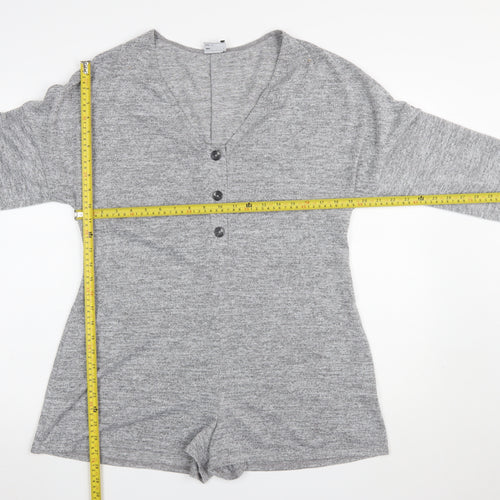 ASOS Design Women’s Grey Long Sleeve Playsuit UK 10 Polyester Blend