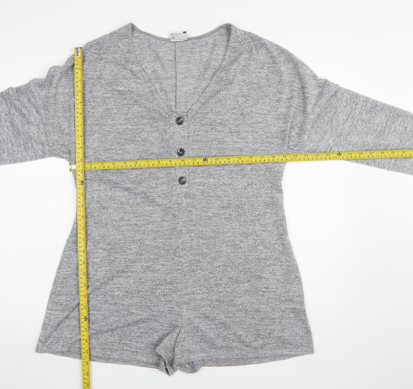 ASOS Design Women’s Grey Long Sleeve Playsuit UK 10 Polyester Blend
