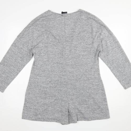 ASOS Design Women’s Grey Long Sleeve Playsuit UK 10 Polyester Blend