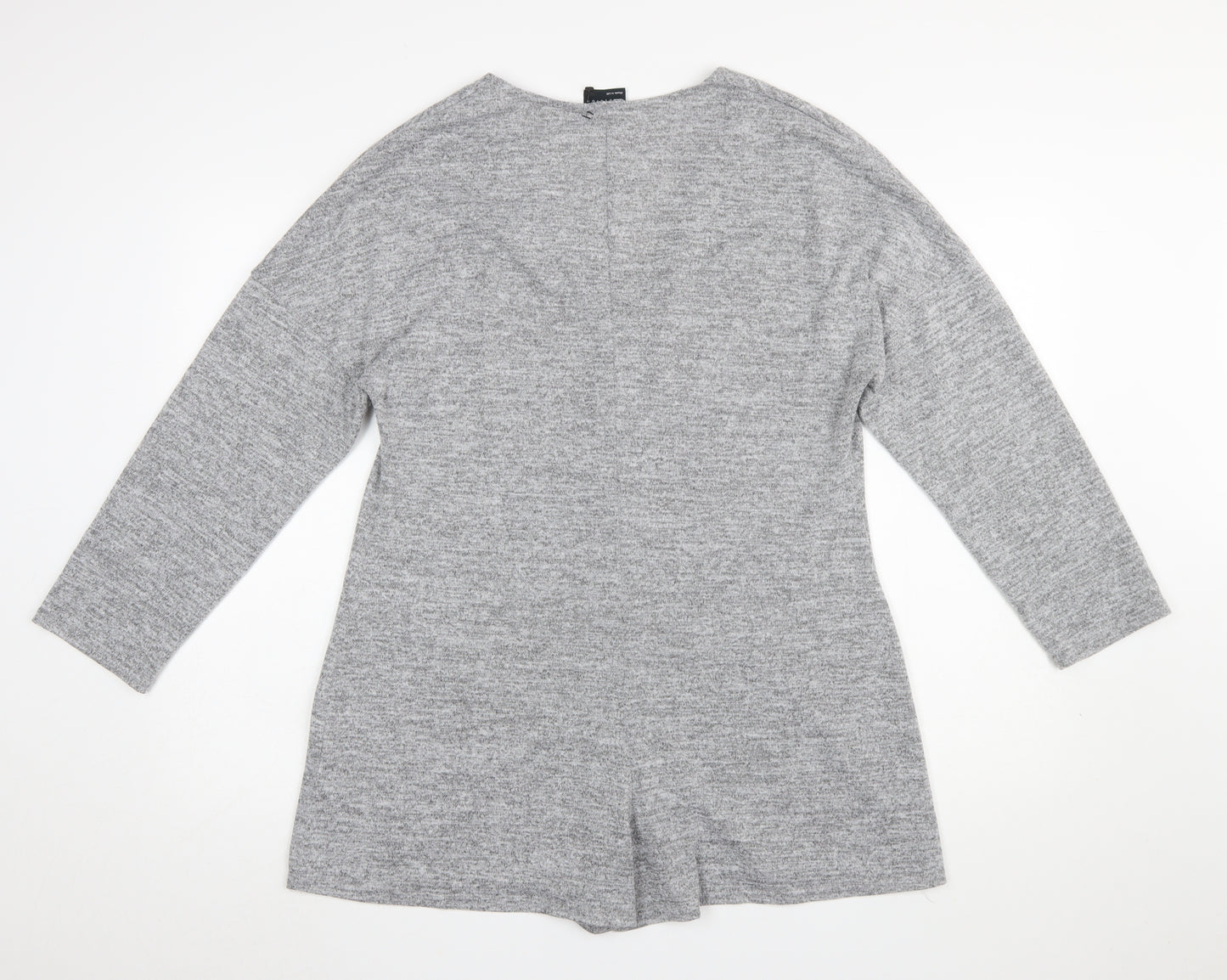 ASOS Design Women’s Grey Long Sleeve Playsuit UK 10 Polyester Blend