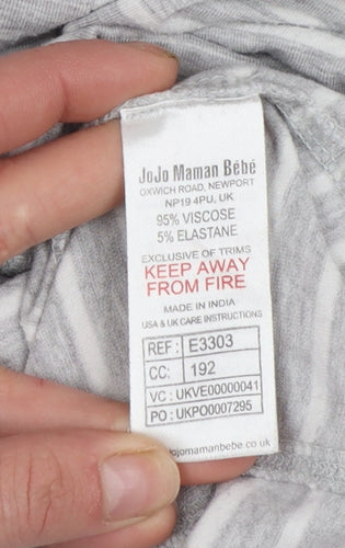 JoJo Maman Bébé Women's Grey Striped 3/4 Sleeve Jersey Top M