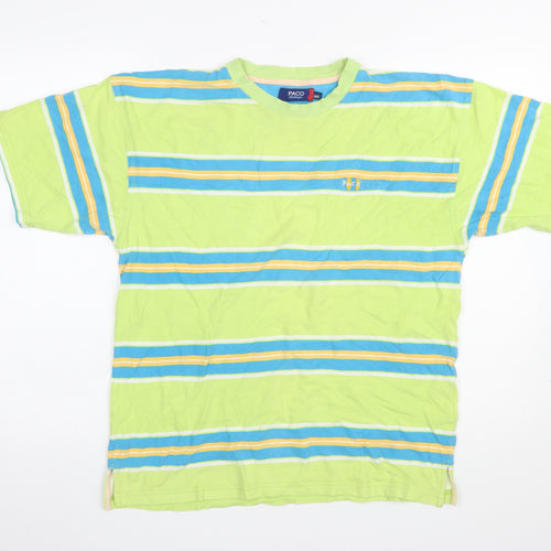 Paco Design Men's Retro Multicoloured Striped Cotton T-Shirt M