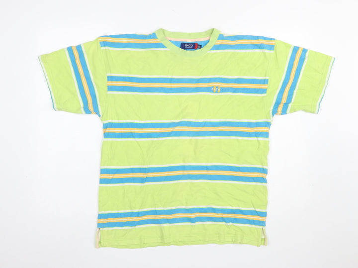 Paco Design Men's Retro Multicoloured Striped Cotton T-Shirt M