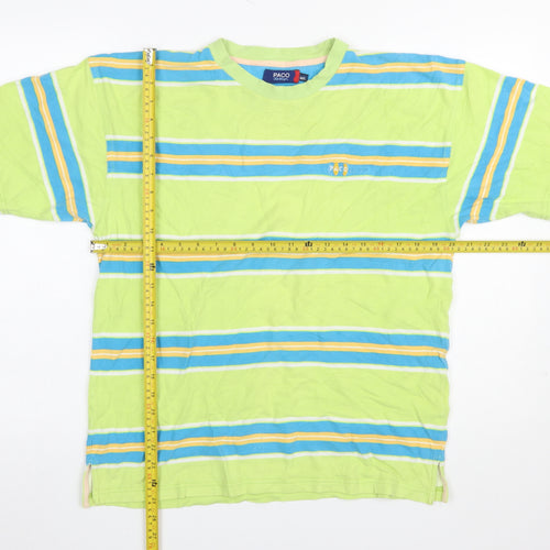 Paco Design Men's Retro Multicoloured Striped Cotton T-Shirt M