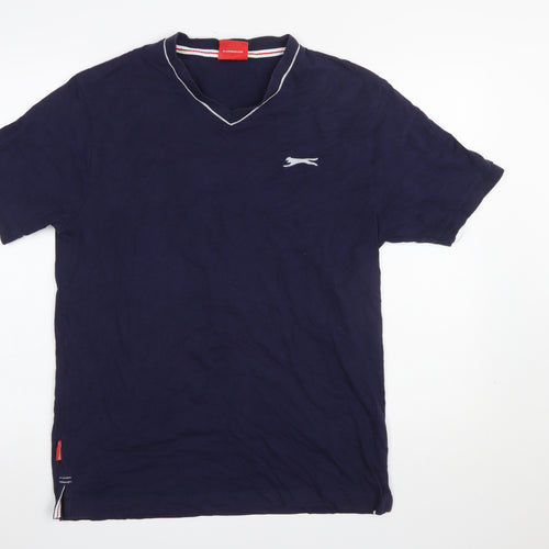 Slazenger Men's Blue V-Neck Short Sleeve Cotton T-Shirt M