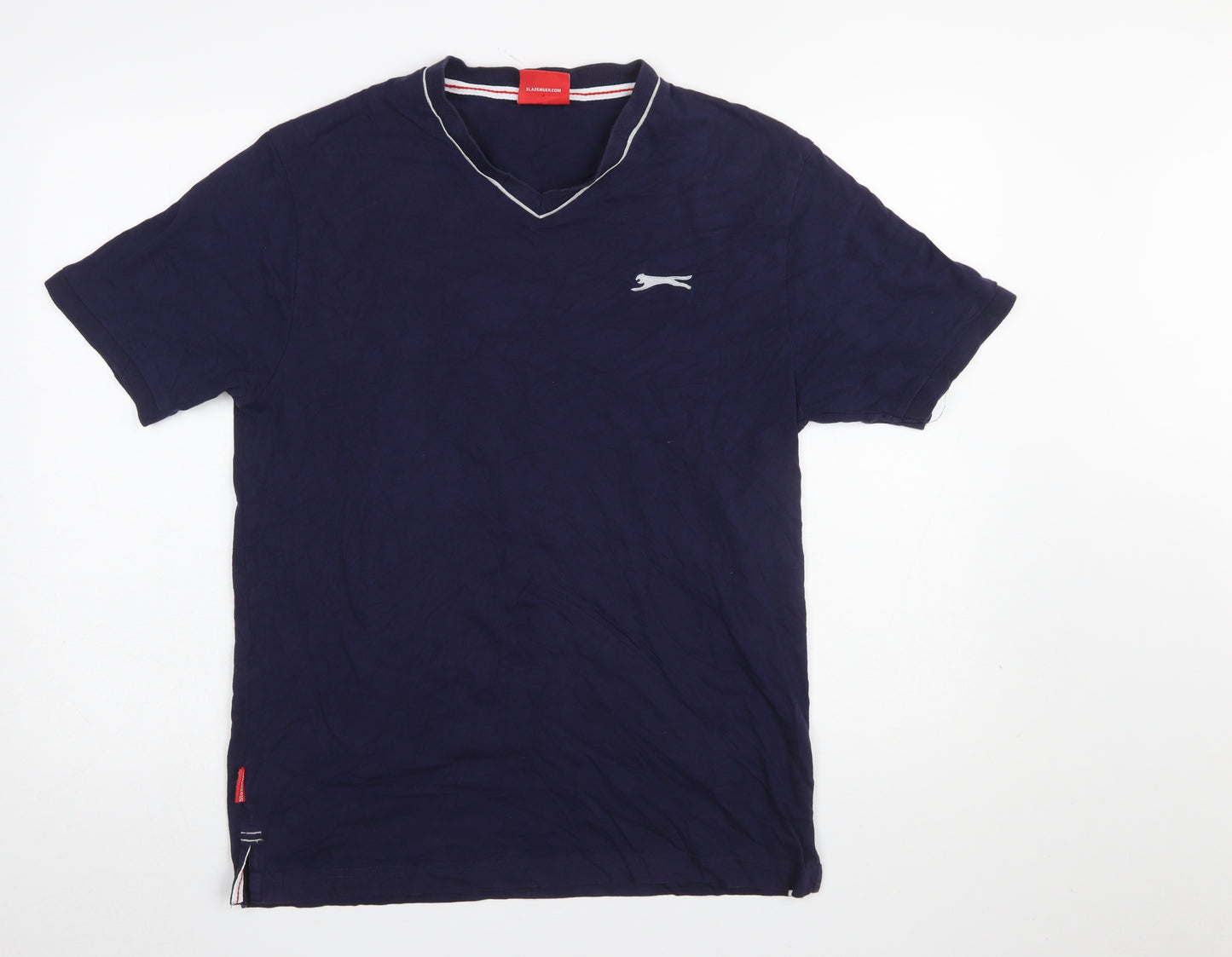 Slazenger Men's Blue V-Neck Short Sleeve Cotton T-Shirt M
