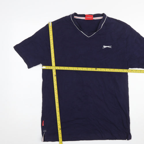 Slazenger Men's Blue V-Neck Short Sleeve Cotton T-Shirt M