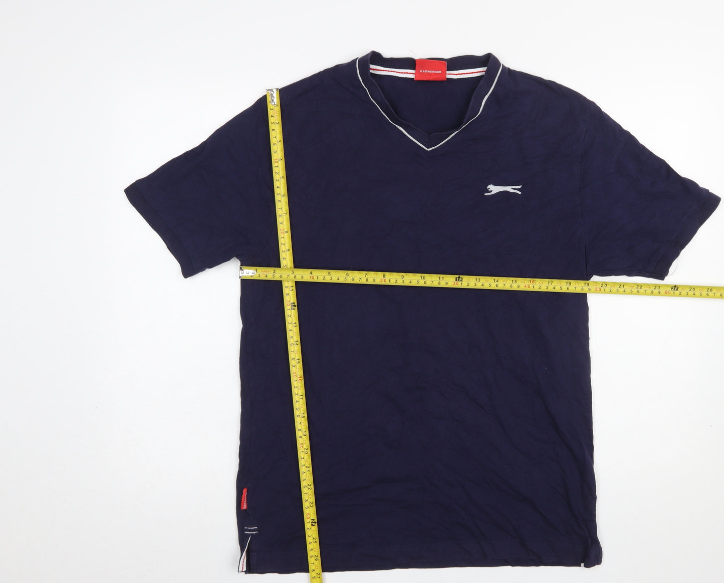 Slazenger Men's Blue V-Neck Short Sleeve Cotton T-Shirt M