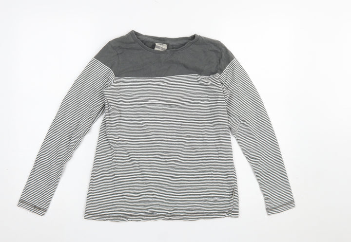 Trespass Women’s Grey Striped Long Sleeve Cotton T-Shirt Size M