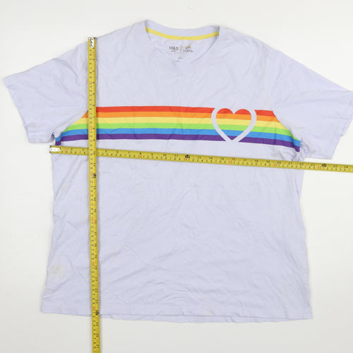 Marks and Spencer Women's Blue Rainbow Pride Cotton T-Shirt Size L
