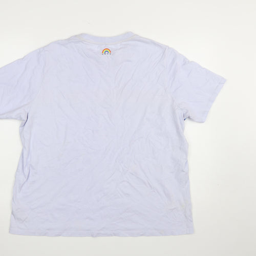 Marks and Spencer Women's Blue Rainbow Pride Cotton T-Shirt Size L