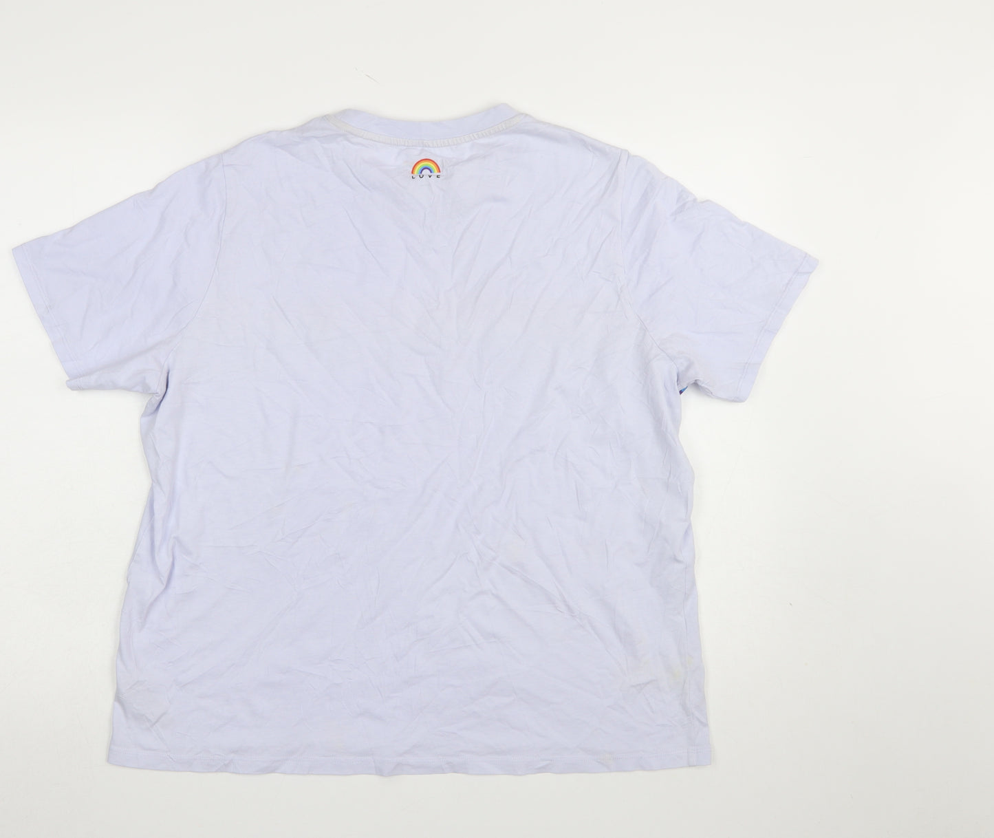Marks and Spencer Women's Blue Rainbow Pride Cotton T-Shirt Size L