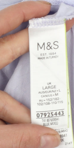 Marks and Spencer Women's Blue Rainbow Pride Cotton T-Shirt Size L