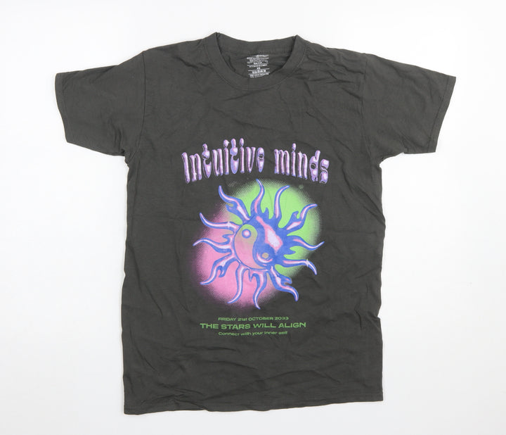 Daisy Street Women’s Black Intuitive Minds XS Cotton Graphic T-Shirt