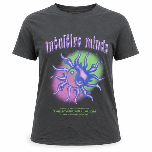 Daisy Street Women’s Black Intuitive Minds XS Cotton Graphic T-Shirt