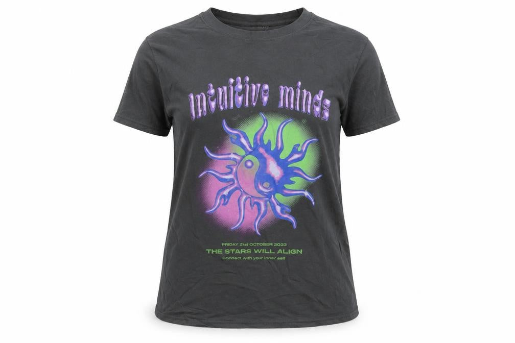 Daisy Street Women’s Black Intuitive Minds XS Cotton Graphic T-Shirt
