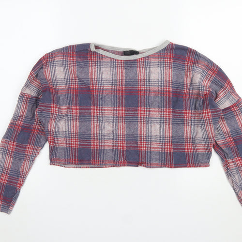 Topshop Womens Multicoloured Plaid Cropped Flannel Top UK 10
